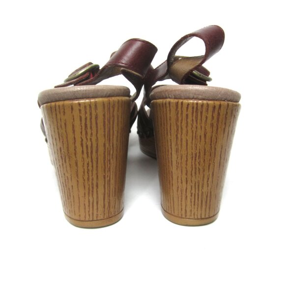 Dansko Dawson 41 US 10.5 11 Reddish Brown Vintage Ruby Platform Sandals Heels - Picture 8 of 12